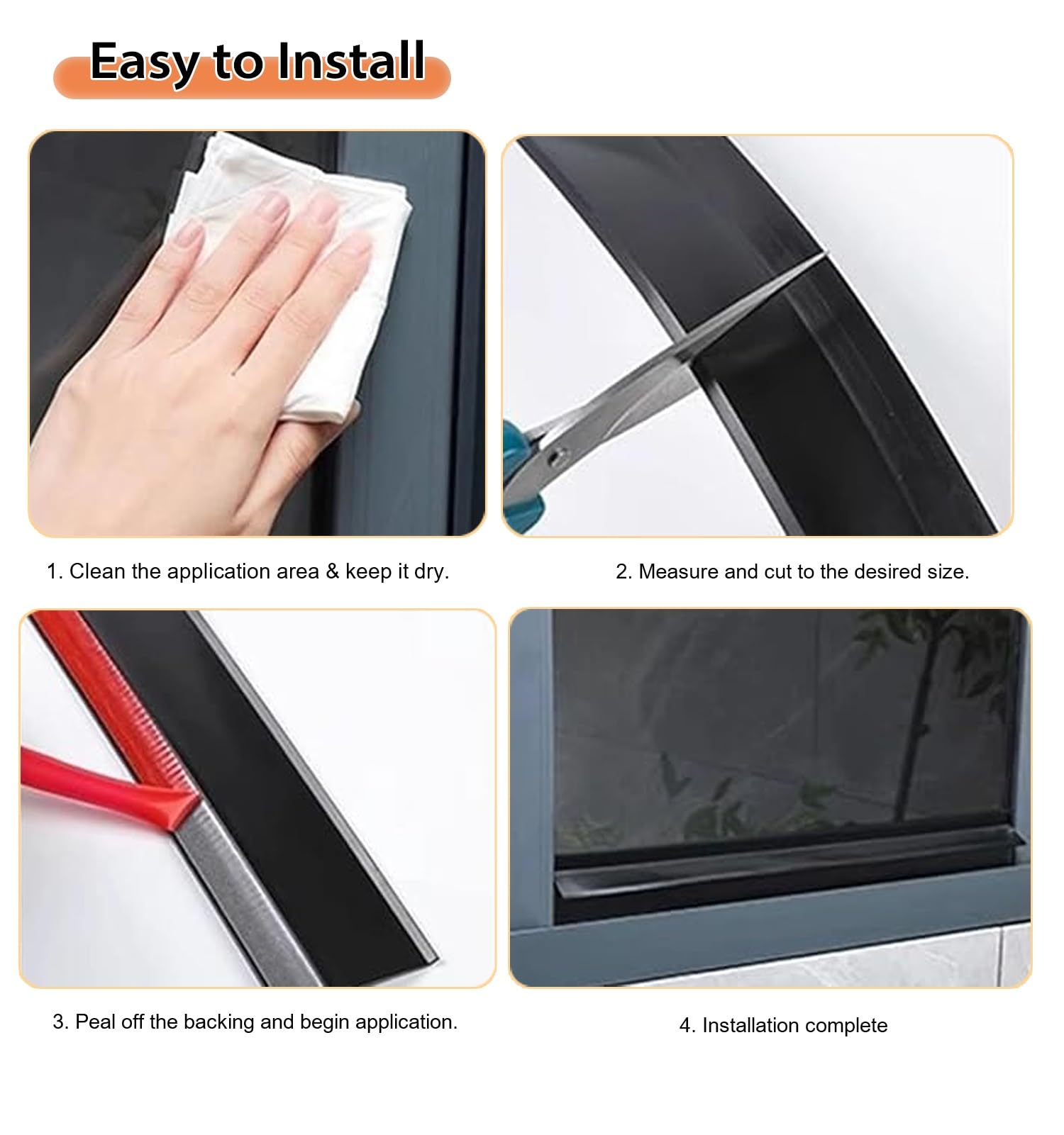 Protector contra Goteo de Lluvia, Tira de Goma para Suelo de Garaje - 5 cm de Ancho, sellador de Bordes de Puertas y burletes para Ventanas, Deflector de Agua de 2 m para protección contra l