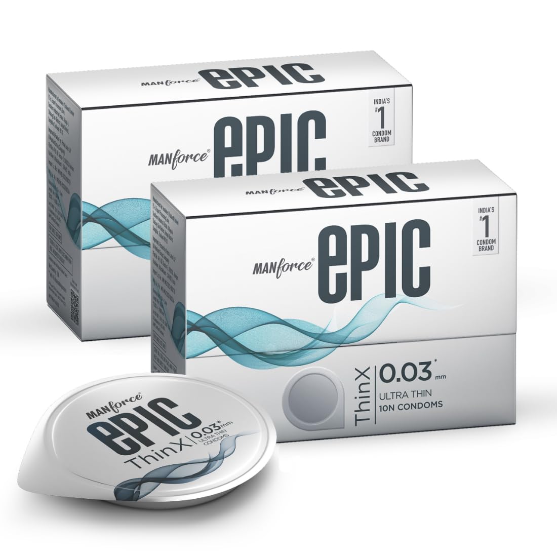 Manforce Epic ThinX | Ultra Thin Condoms with Easy Peel Pack | 20 Pcs