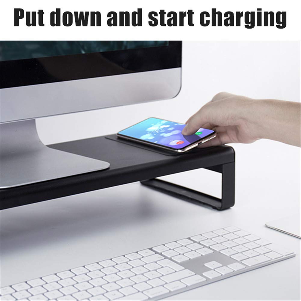 Smart Base Alluminio Lega Computer Laptop Stand con USB 3.0 Porta, Ricarica Wireless Monitor Alzata Supporto, Notebook Tastiera Display LCD Mouse Conservazione Scrivania da Organizzatore Rack - 02
