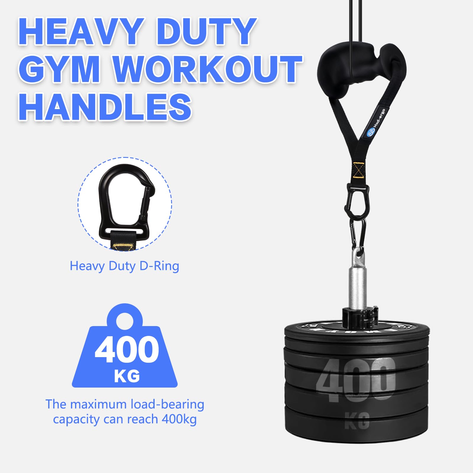 HXD-ERGO Poignée Ergonomique Musculation, Poignée de Tirage Musculation Accessoire pour Machine Smith Bande de Résistance et Élastique Fitness Machine à Câble et Poulie