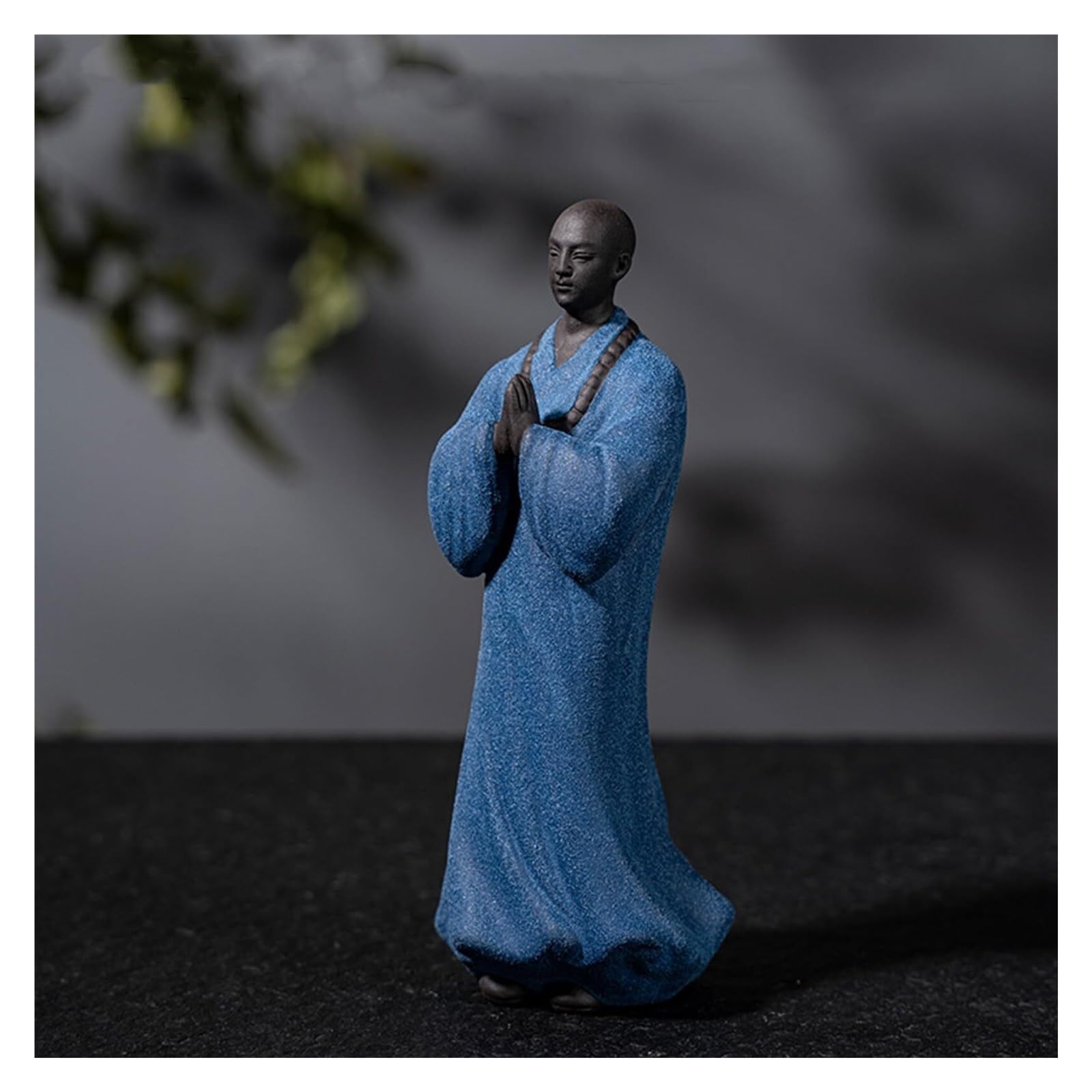 Genérico Decoración de Escritorio Estatua de Monje Budista bebé Chino, Figura Zen pequeña meditación Arena púrpura Esculturas y Accesorios Decorativos(Blue)