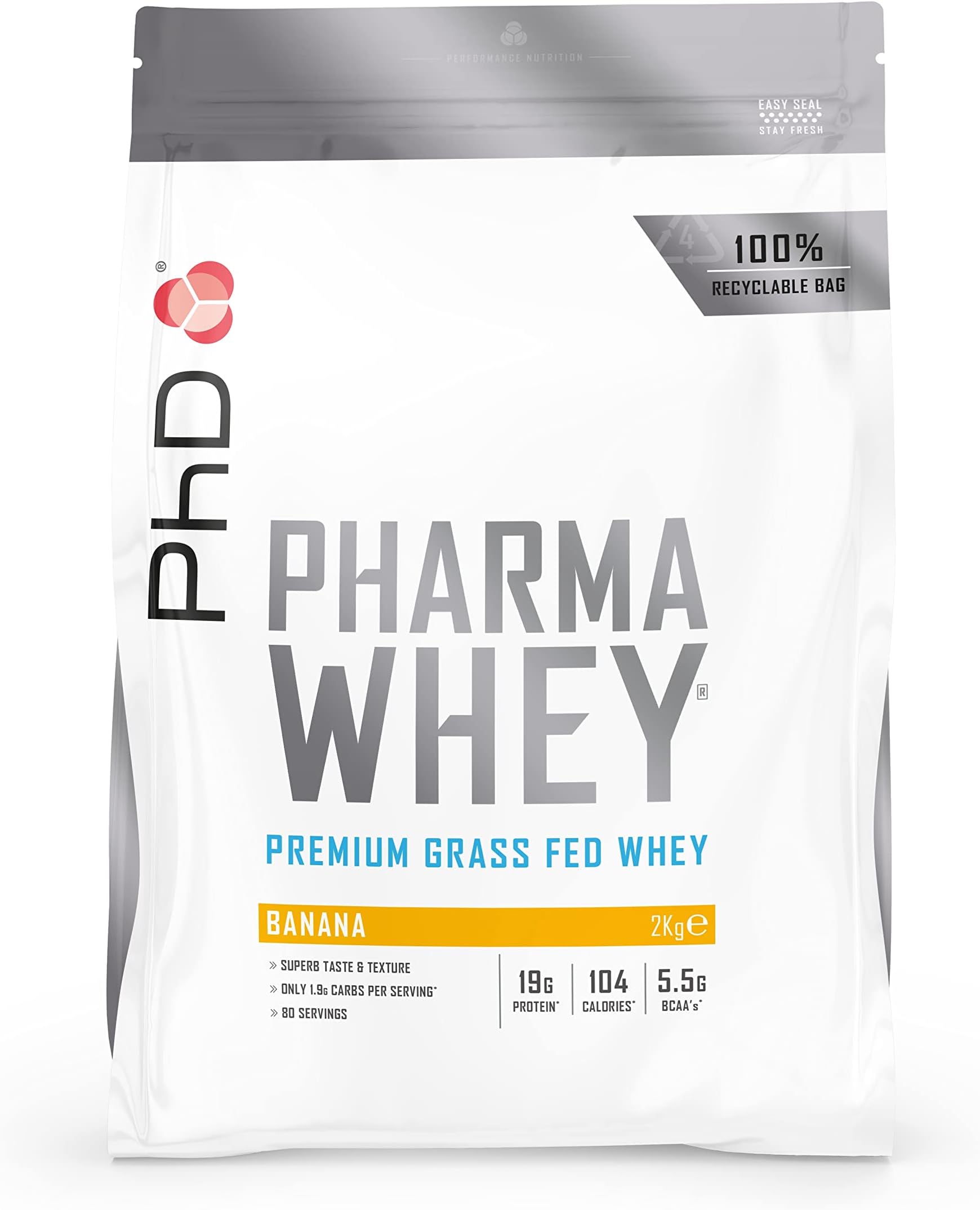 PhD Pharma Whey Protein Powder, Banana, 2 kg
