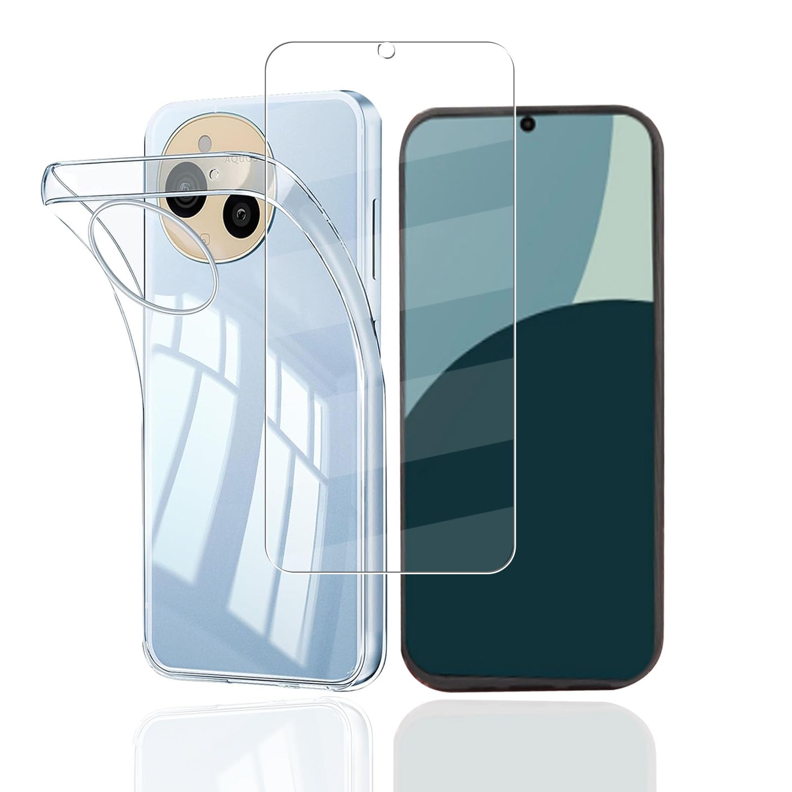 AQUOS sense 9 本体 フィルム、ケース付き AQUOS ガラスフィルム付 sense 9 / 8/ 7 6 wish 5 4 3 2 手帳型