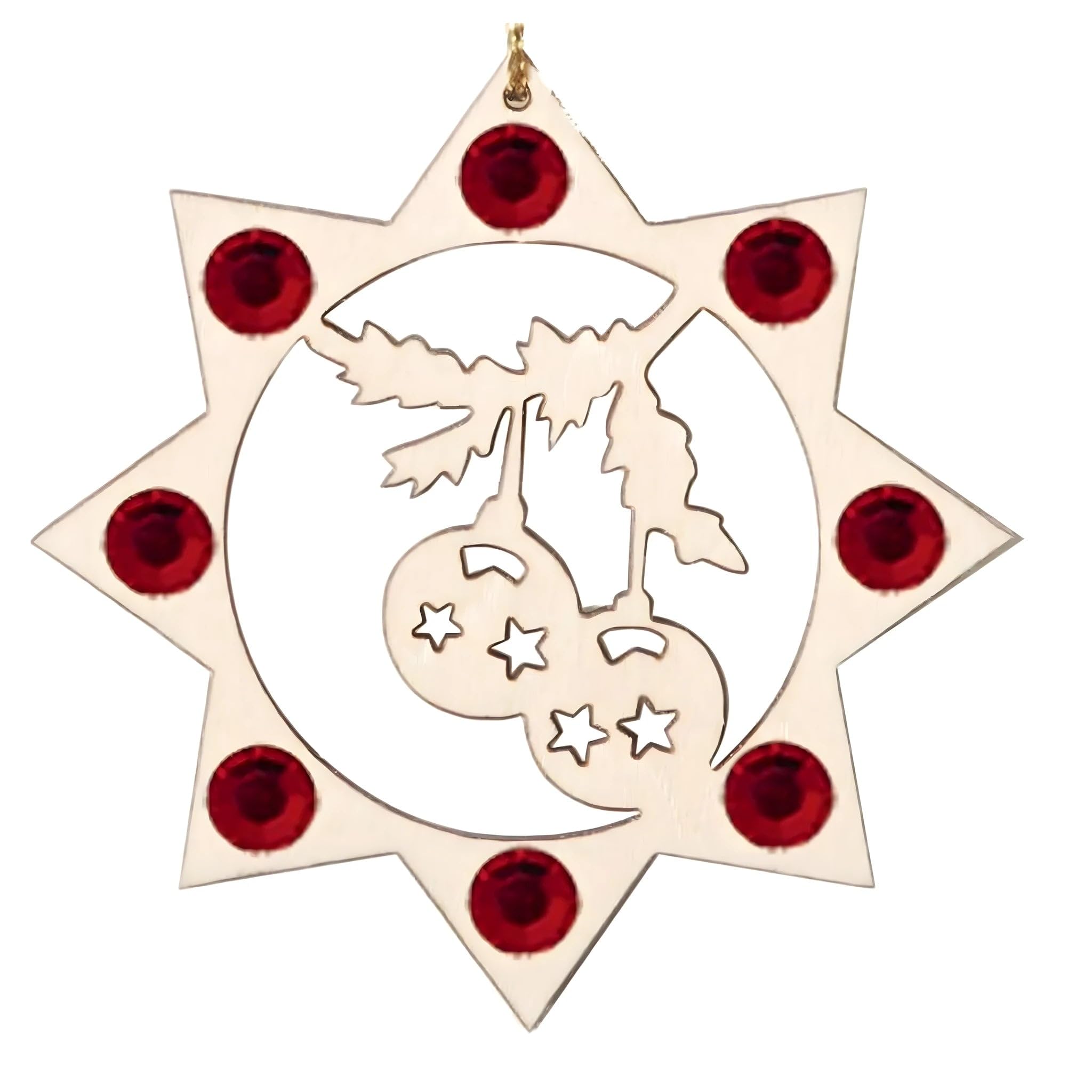 Dolfi Christmas Baubles Decoration Swarovski Crystals | Hand-Painted Wood in Val Gardena | Religious Item