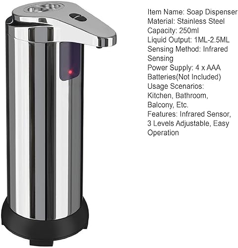 Miniatura 8 de Dispensador de jabón sin contacto, dispensador automático de jabón, dispensador de jabón automático líquido de control de doble botón de acero