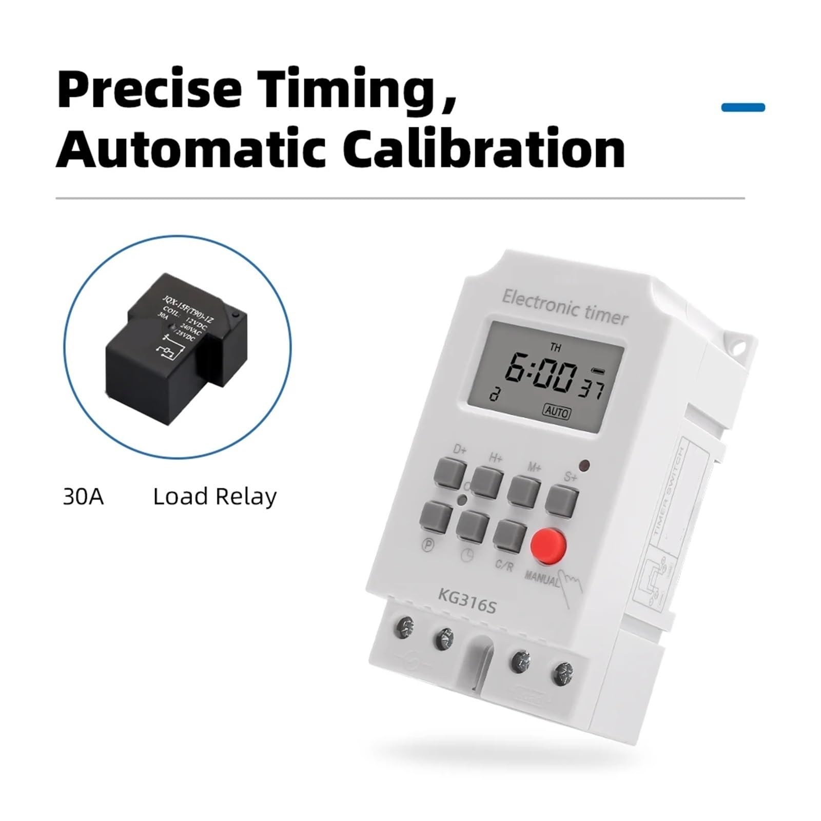 Timer elettronico Digitale settimanale for Illuminazione 25A AC 220V, 7 Giorni programmabile Interruttore TEMPORIZZATO Intervallo relè 1 Secondo Carico Elevato
