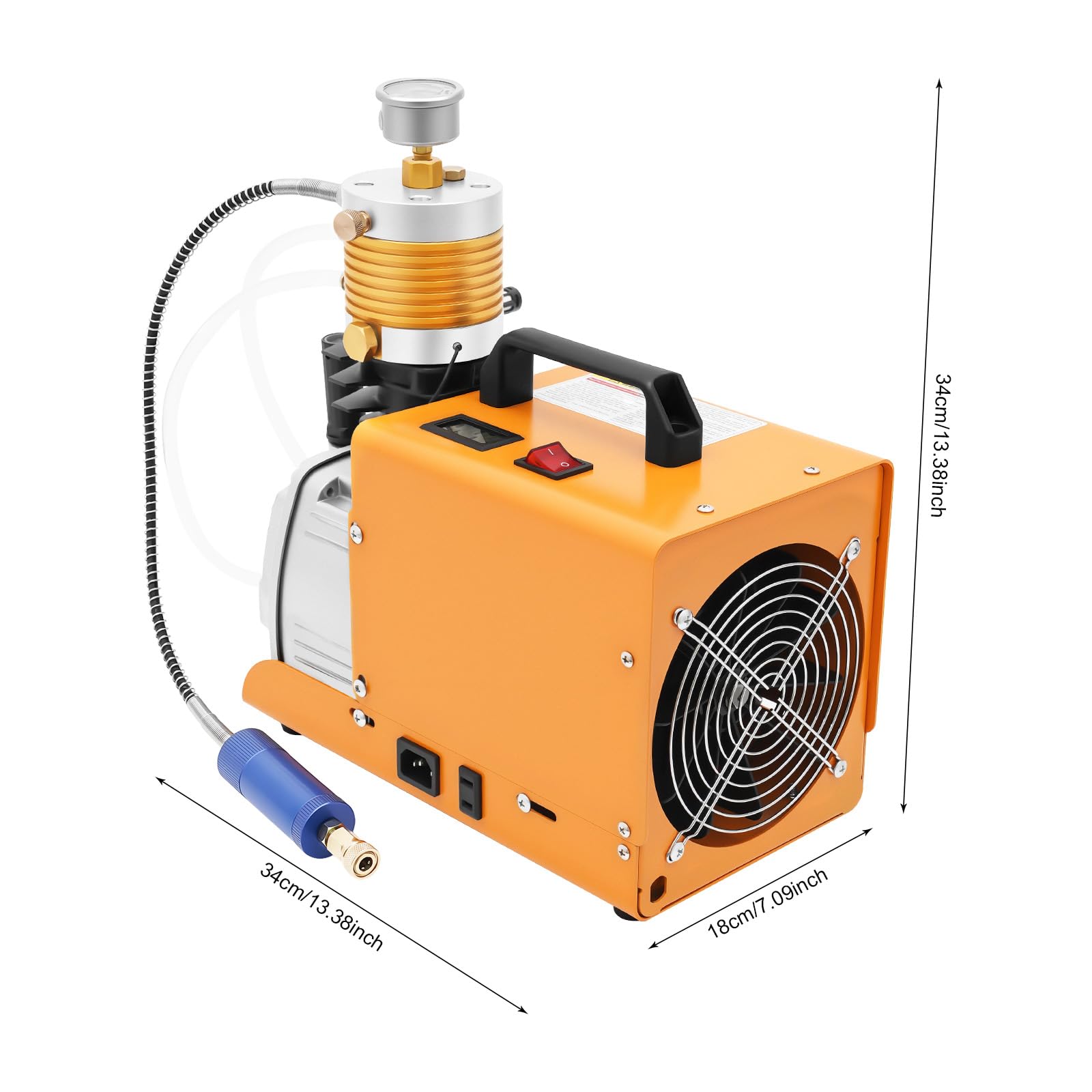 OUKANING Pompa professionale ad alta pressione 1,8 KW 30 MPA 100 l/min, raffreddata ad acqua con manometro per fucili ad aria compressa PCP, industriale, bombole a gas, pneumatici, inclusi pad