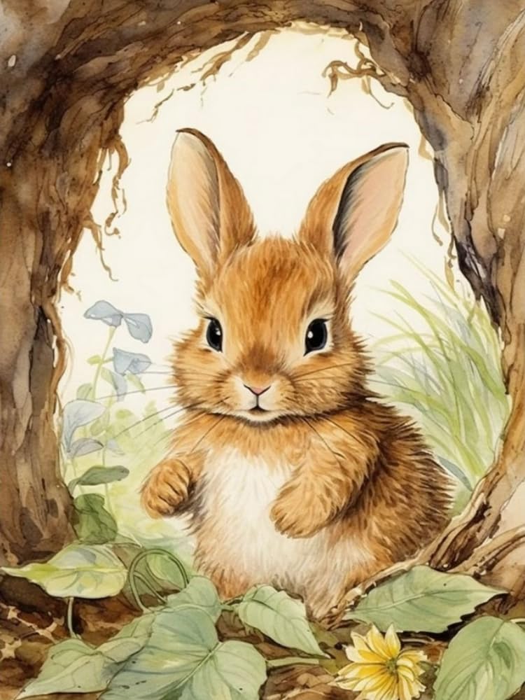 GLTEYACO 5D Diamond Painting Diamond Art Kits DIY Adult Beginner Diamond Crafts Home Wall Decoration Rabbit 40x50 cm