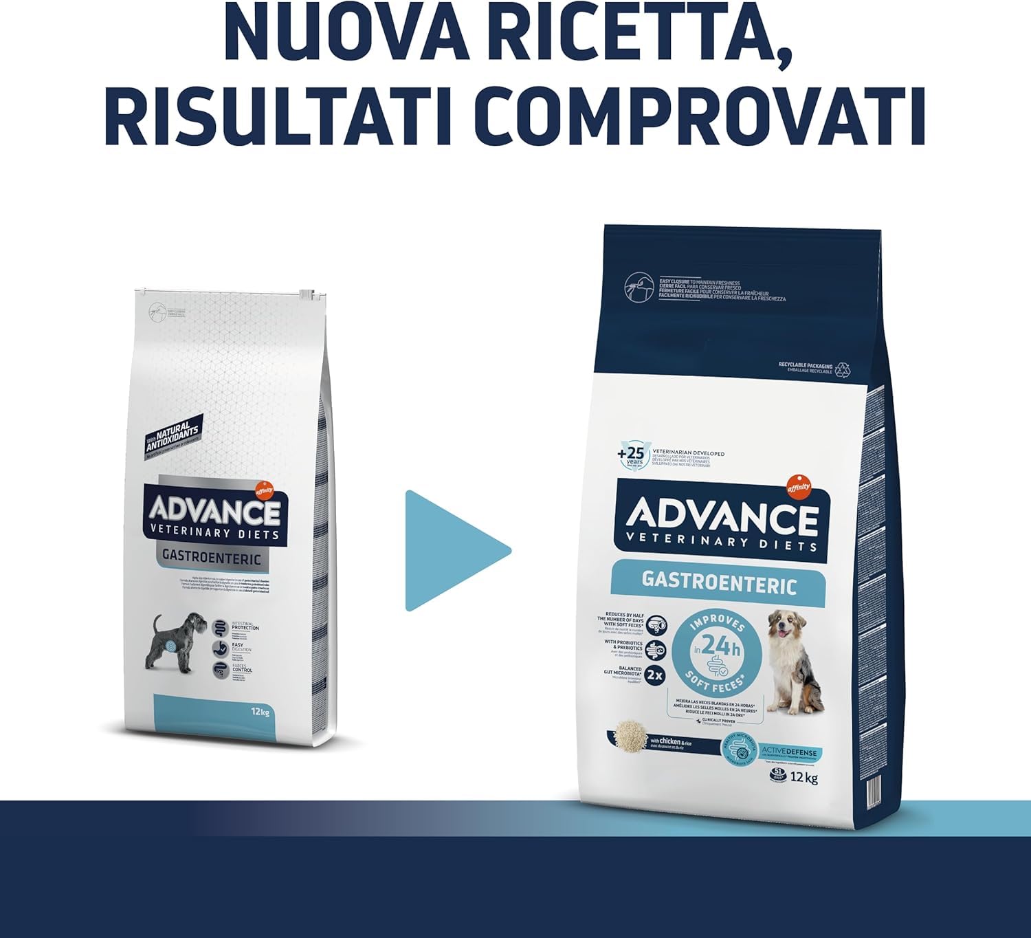 Advance Veterinary Diets Gastroenteric Crocchette Cane 3 kg, Alimento Gastrointestinale con Pollo e Riso, Alta Digeribilità, Riduce Feci Molli in 24h, Con Prebiotici, Per Adulti e Cuccioli