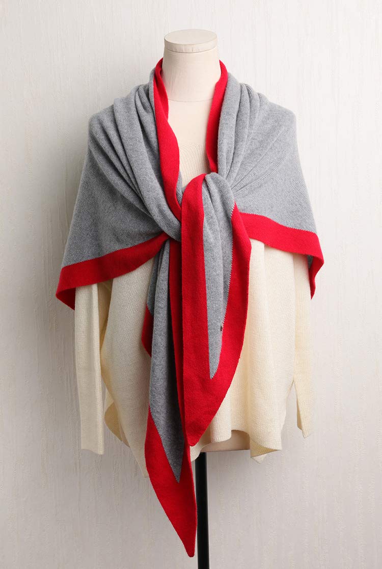 Mooilo - Pur Kaschmir - Luxury Fashion, Schals, Damenmode, Cashmere, Schal, Kaschmirschal, Dreieck grau, rot, Dreieckstuch, Design - made in Germany
