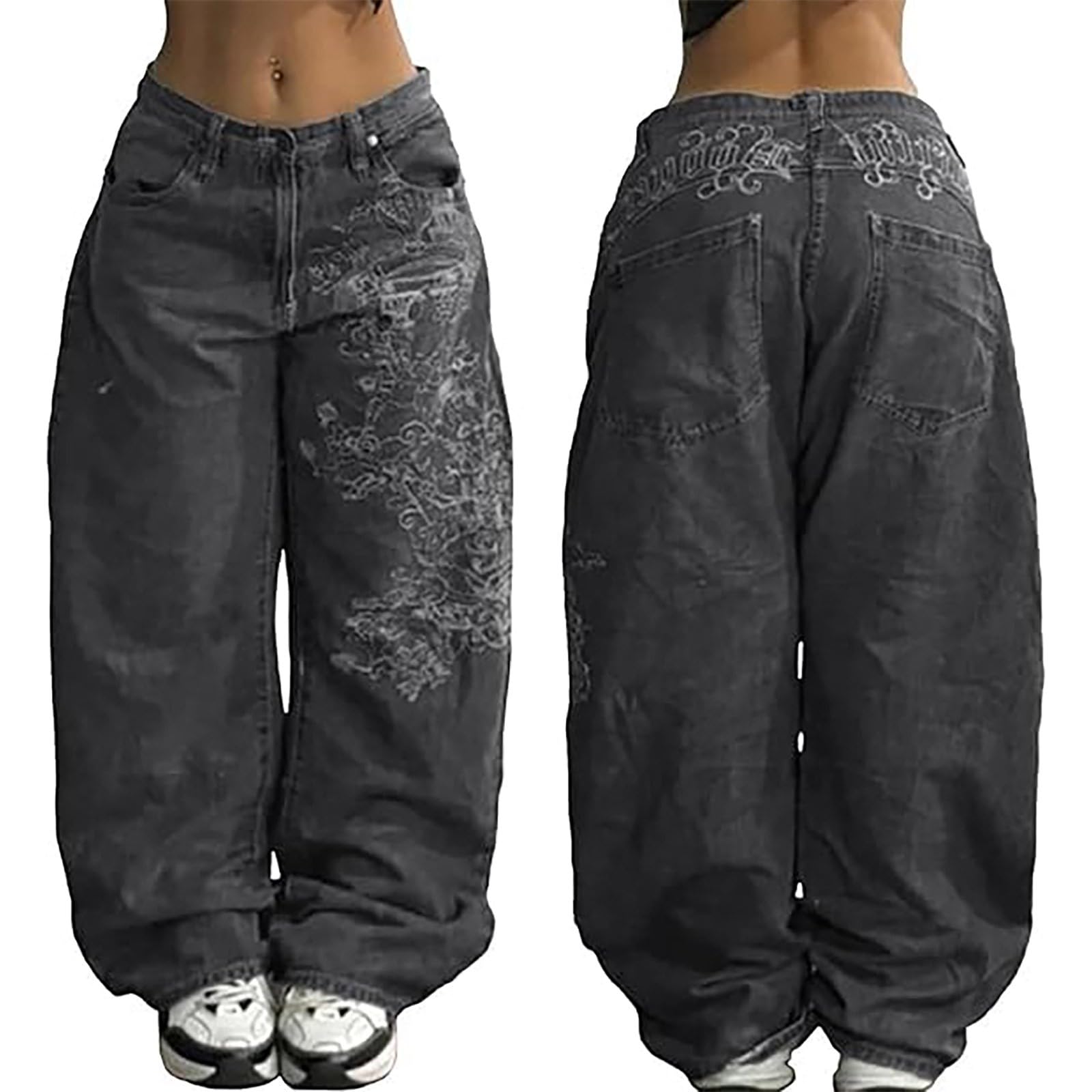 Pantalon Cargo Baggy Femme Hip-Hop Jambes Larges Streetwear Pantalons De Jogging Ample Multi-Poche Décontracté Taille Elastique avec Cordon De Serrage Pantalon De Survêtement Amincissant Y2k