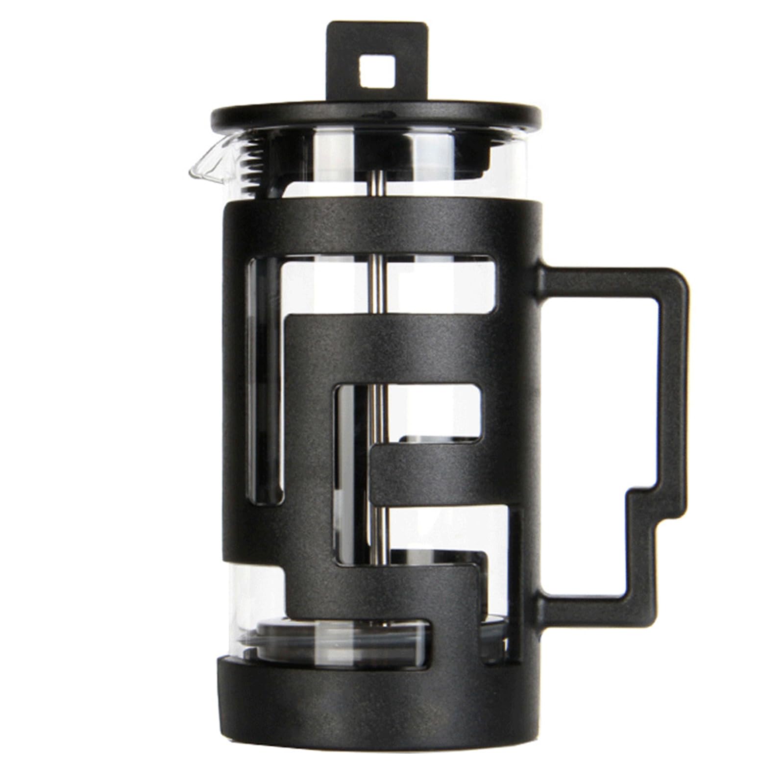 GaRcan Cafetière à café en Acier Inoxydable, 12oz/3 Tasses, Noire, avec système de Filtration à 4 Niveaux, Verre Borosilicate