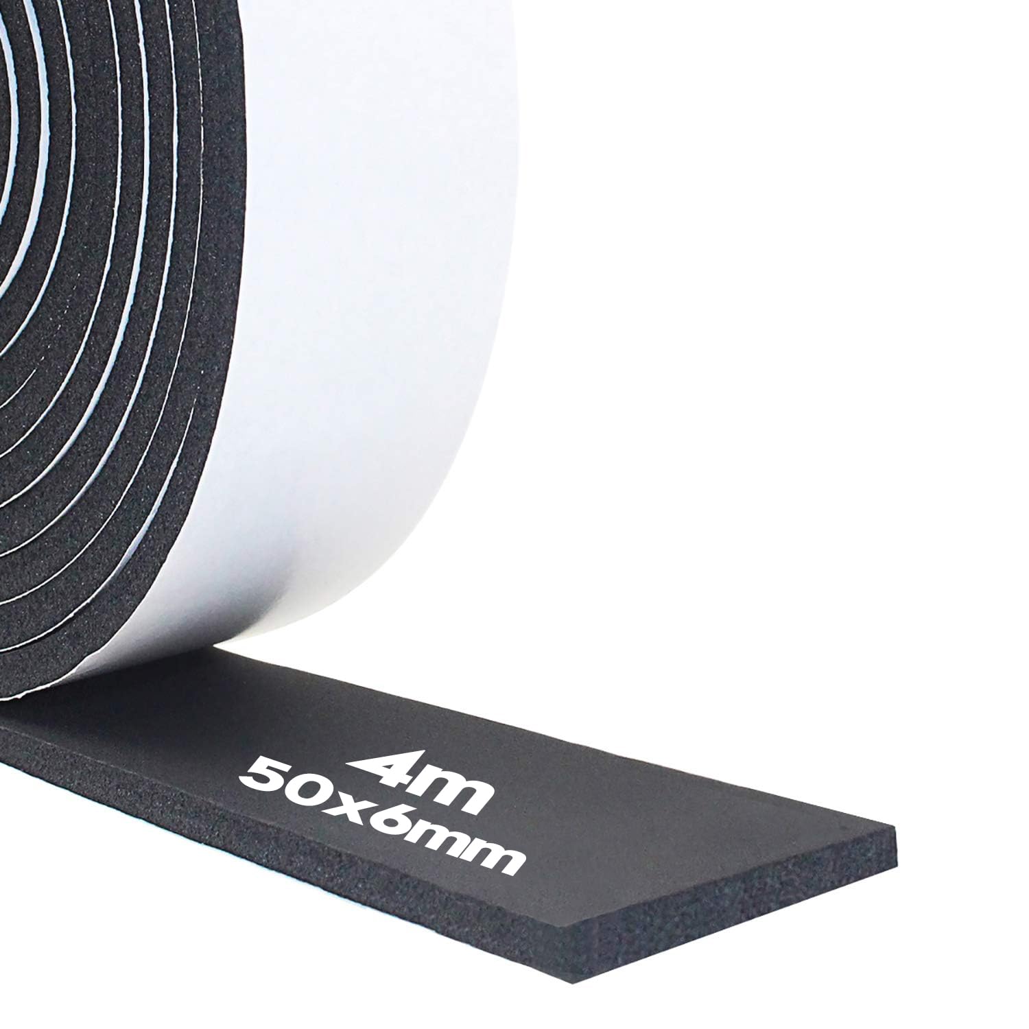 Storystore Afdichtingstape Zelfklevend, van Schuimrubber Isolatietape, 50 mm (B) x 6 mm (D) x 4 m (L), voor Deuren en Ramen, Weerbestendig, Geluiddemped