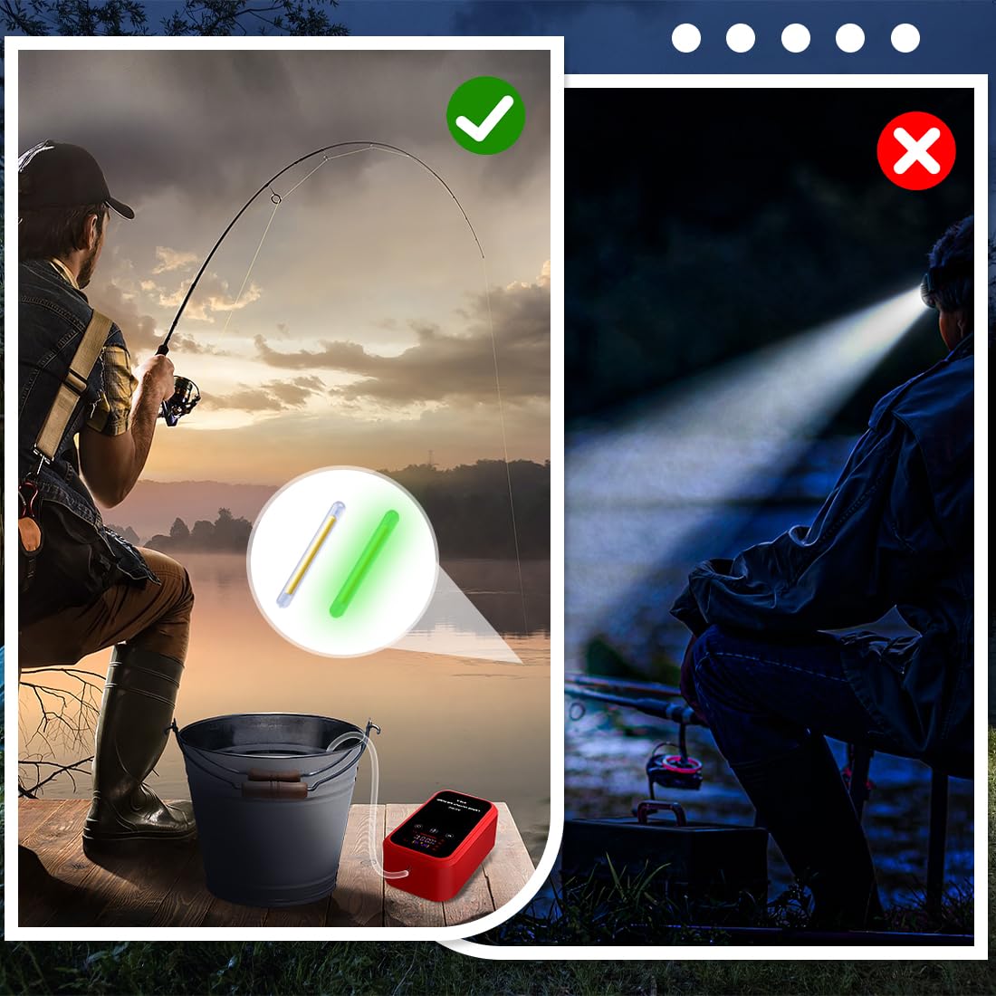 Lumière de pêche de Nuit, Bâtons Lumineux pour Canne à Pêche, Starlight Peche, Glow Stick Pêche de Nuit, Lumières De Bobber De Pêche Vert Fluorescent Lumière, pour Pêche De Nuit (50 pièces)