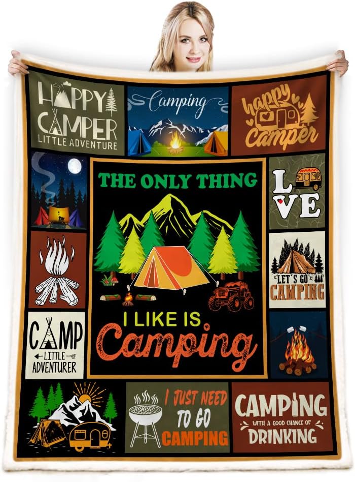 Camping Gifts Camping Blankets Best Gifts for Rv Owners Happy Camper Blanket Gifts for Camping Campfire Blanket Camper Throw Blanket Camper Gifts Camping Lovers Gift Ideas for Men or Woman