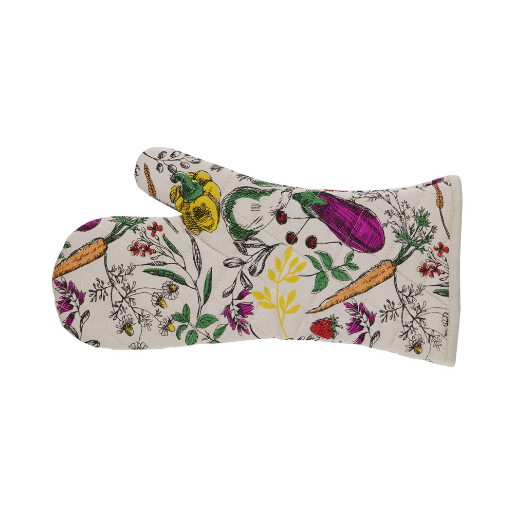 The British Textiles Co White Vegetables Oven Mitt 20X37cm - Pack Of 2