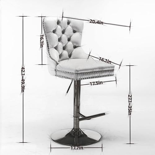 Miniatura 2 de Taburetes de bar giratorios de poliuretano retro envejecidos con respaldo, altura ajustable de 27 a 35 pulgadas, juego de 2 taburetes de bar para