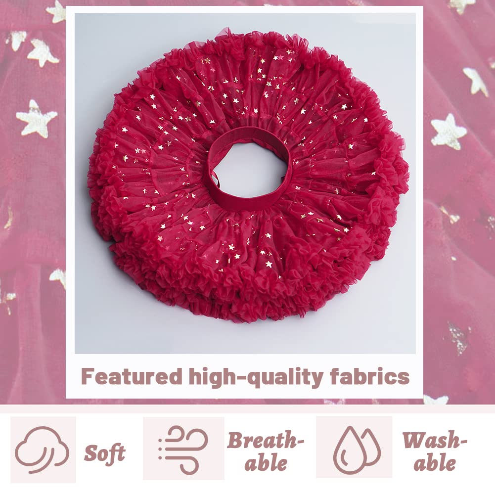 Falda Tul Niña Tutú Ballet Clásica Vestido Princesa Navidad con Cinturón Ancho Tutus de Colores con Estampado de Estrellas