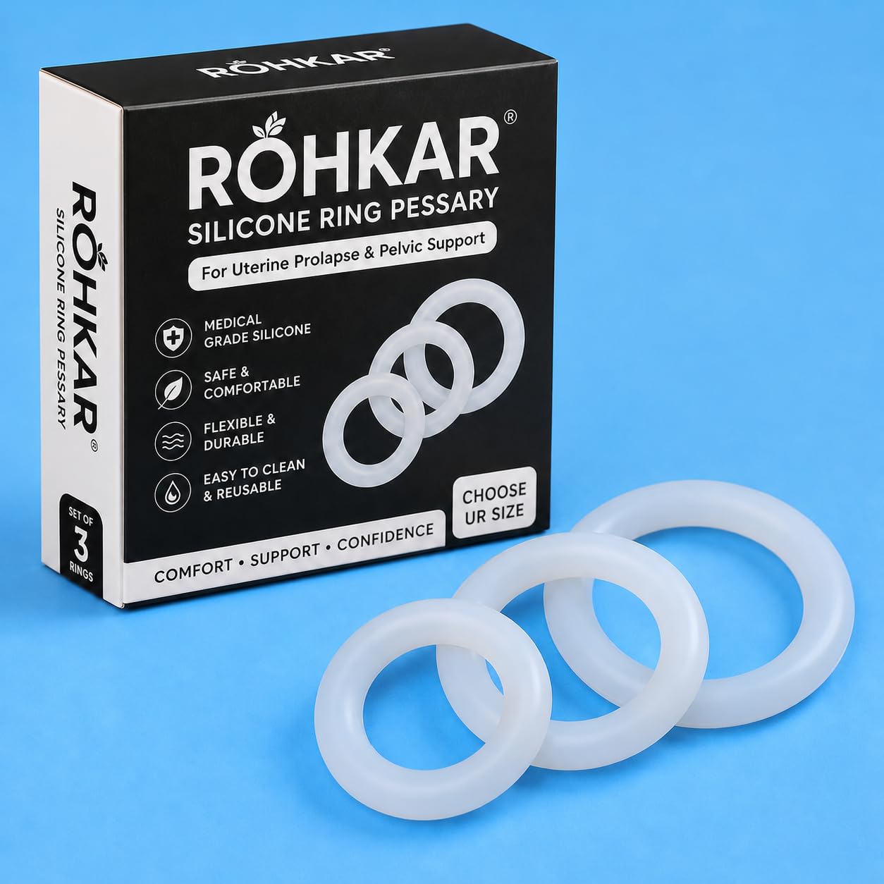 Silicone Ring Pessary | Reusable Support Device | Lightweight| Flexible (1, 3 inch)-image-43
