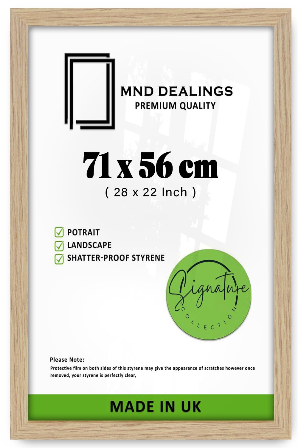 Mnd Dealings Oak | Modern (71 X 56 Cm) Handmade Picture Frame 22 Inch X 28 Inch Frame Ideal For Posters, Photos & Artwork 710 X 560 Mm - [ ]