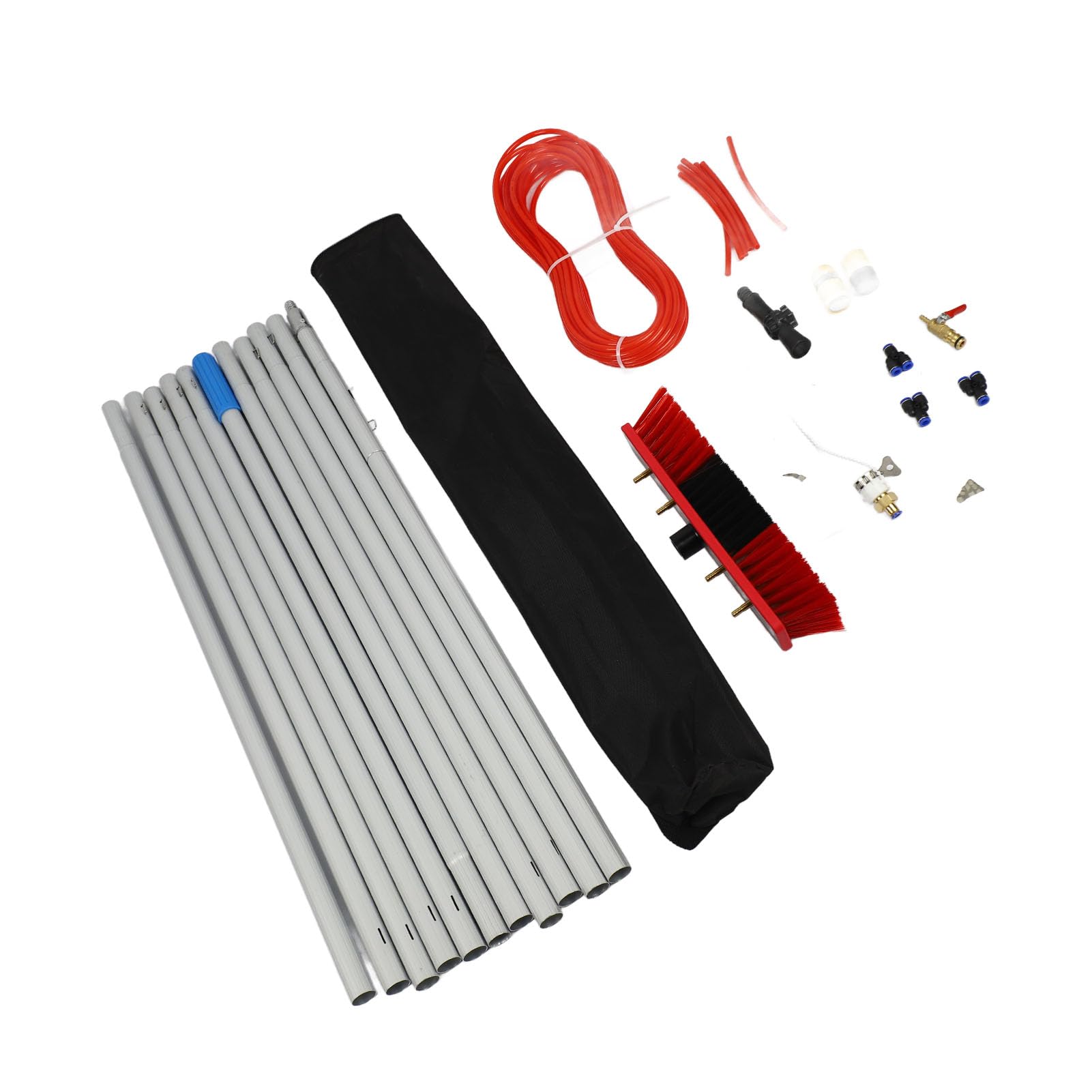 Rengue Cepillo de Limpieza de Panel Solar, Poste Telescópico con Pulverizador de Agua, Kit de Cepillo de Limpieza de Ventanas para el Hogar, Portátil