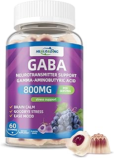 HEALOADING GABA Gummies Supplement for Nighttime Relaxation: Calm Support with L-Theanine, 5-HTP, Vitamin D3, B12 & Ashwagandha - Stress Relief, Brain Support & Mood Balance 60 Gummies 30 Day Supply