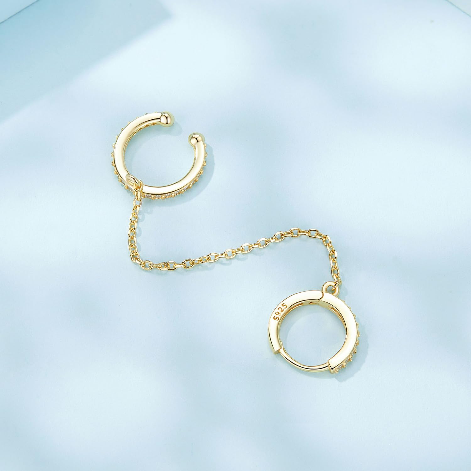 WBDWWTD 925 Sterling Silber Doppel-Creolen, Kette für Damen, Teenager, Mädchen, minimalistische Creolen, Doppel-Piercing-Ohrringe, Zwei Löcher