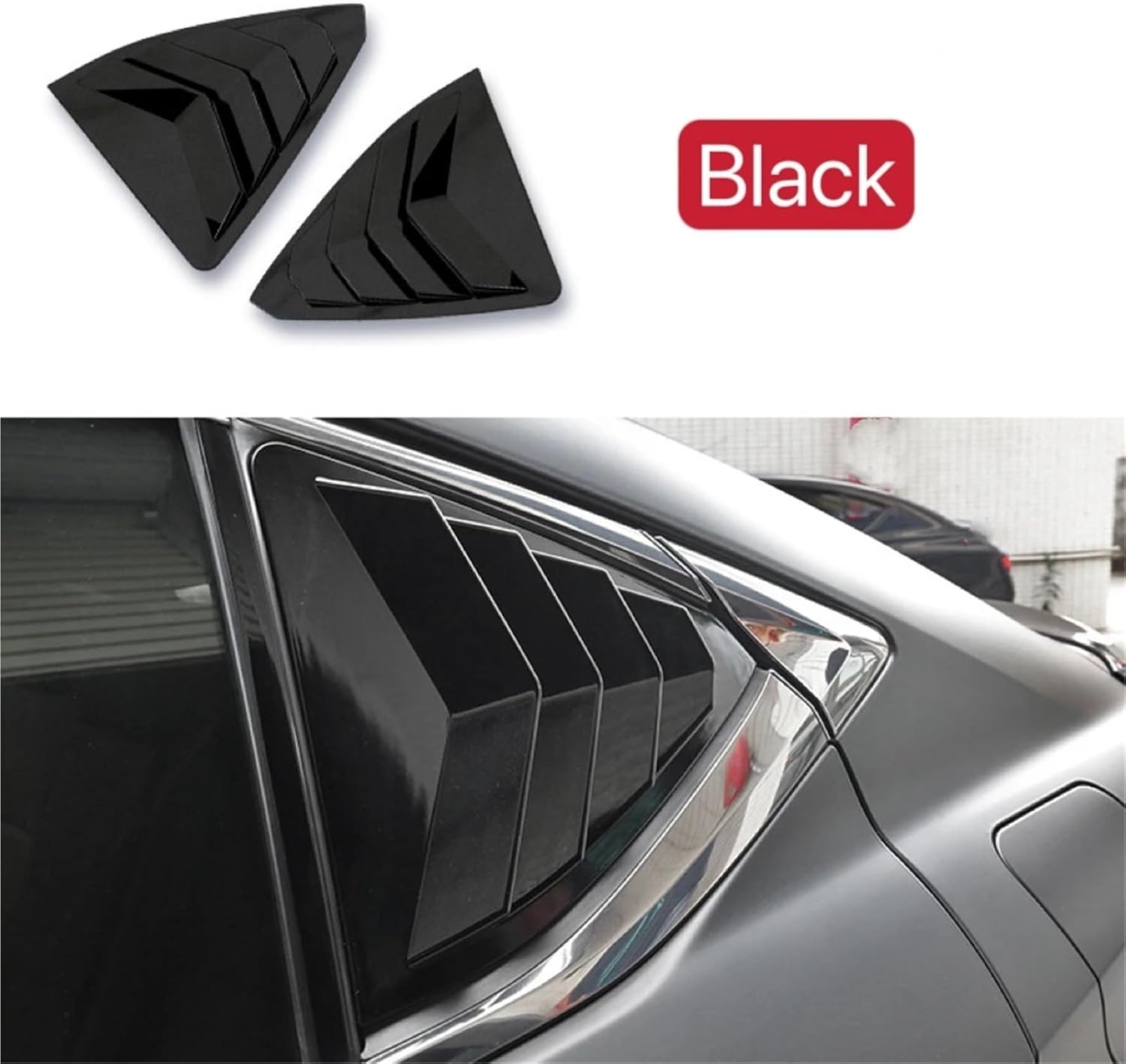 Car Rear Louver Window Side Shutter Cover Compatible with Lexus IS300 IS250 200t 2013-2019 Trim Sticker Vent Scoop ABS(Black)
