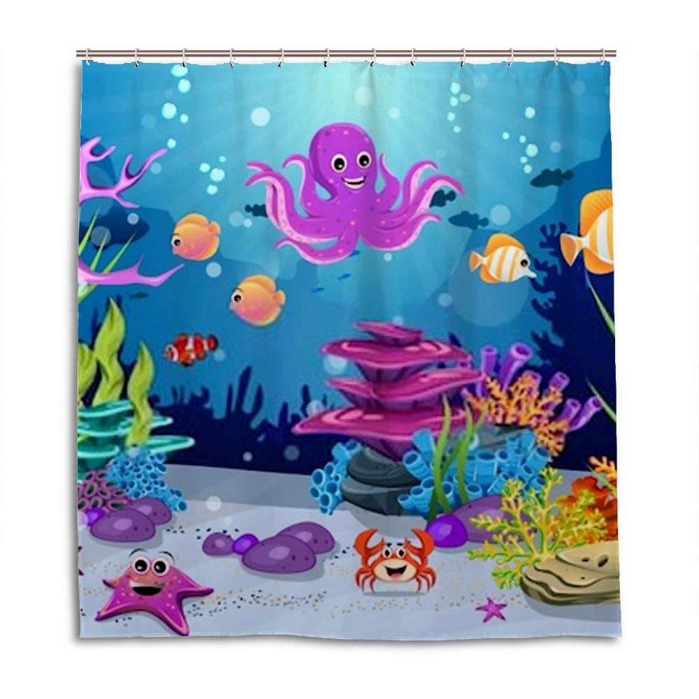 Rideau de douche polyester imperméable 66x72 inch CHEHONG avec crochets pour baignoire standard
