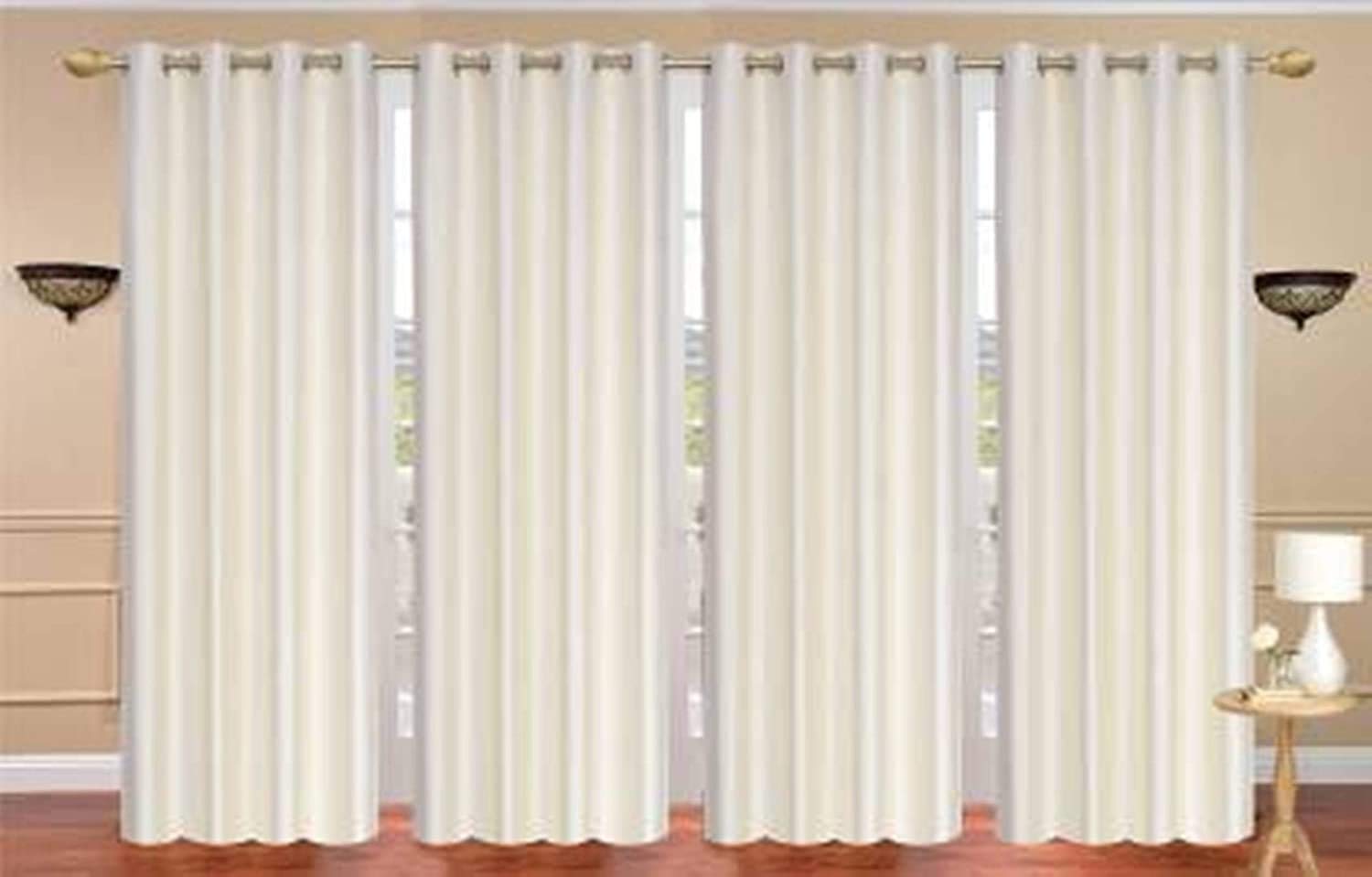 Brand RootsRoyal Silky Plain Grommet Curtains For Long Door 9 Feet, Pack Of 4 (Cream, Long Door 9 Feet)