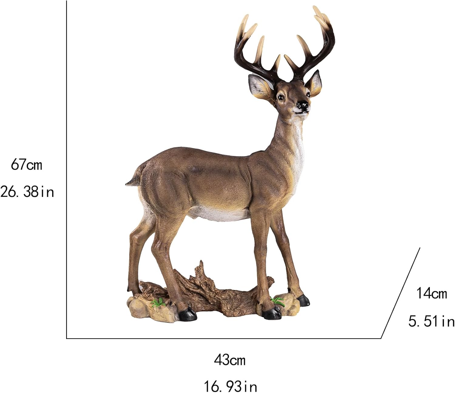 26.38 Inch Weather-Resistant Sika Deer Statue and Deer Decoy - Outdoor Garden Lawn Decoration, Suitable for Yard/Patio/Christmas Decor, Ideal Gift for Female Gardening Enthusiasts