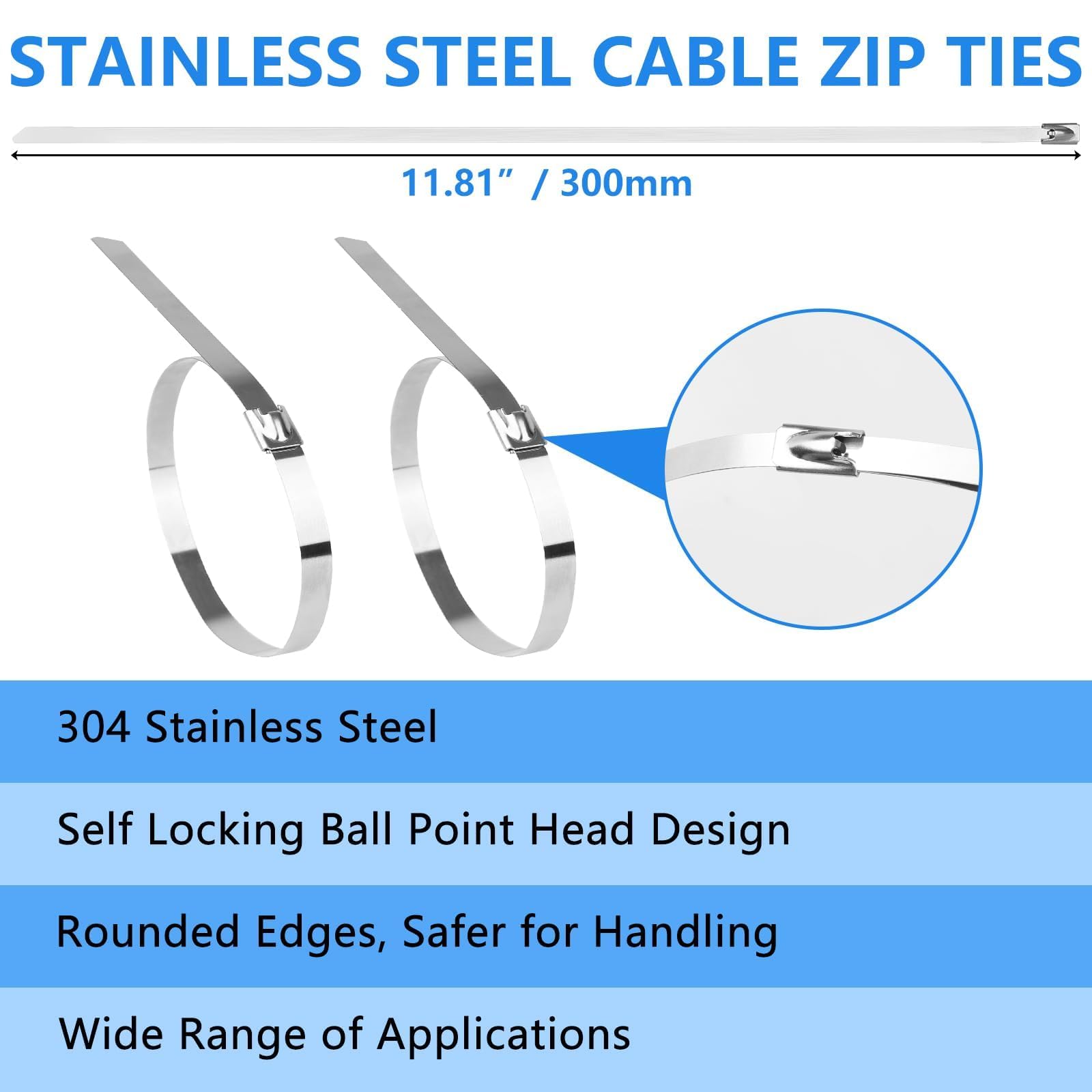 200 Piezas Kit Bridas Metálicas de Acero Inoxidable 304 + Alicate para Bridas de Cables, Abrazaderas Metálicas, Herramienta de Tensión y Corte, Pistola para Sujetacables para Tubos y Cable Acero