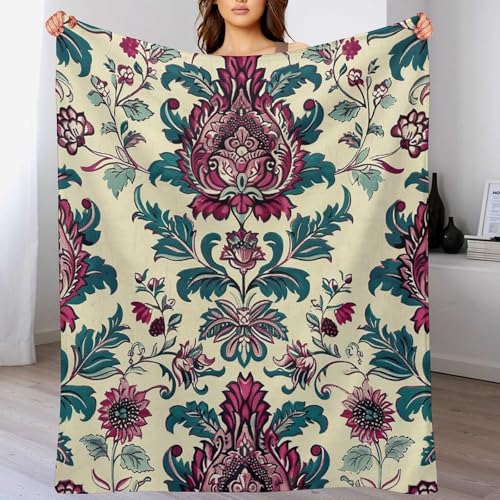 Couverture flanelle douce magenta et cyan pour sofa et lit