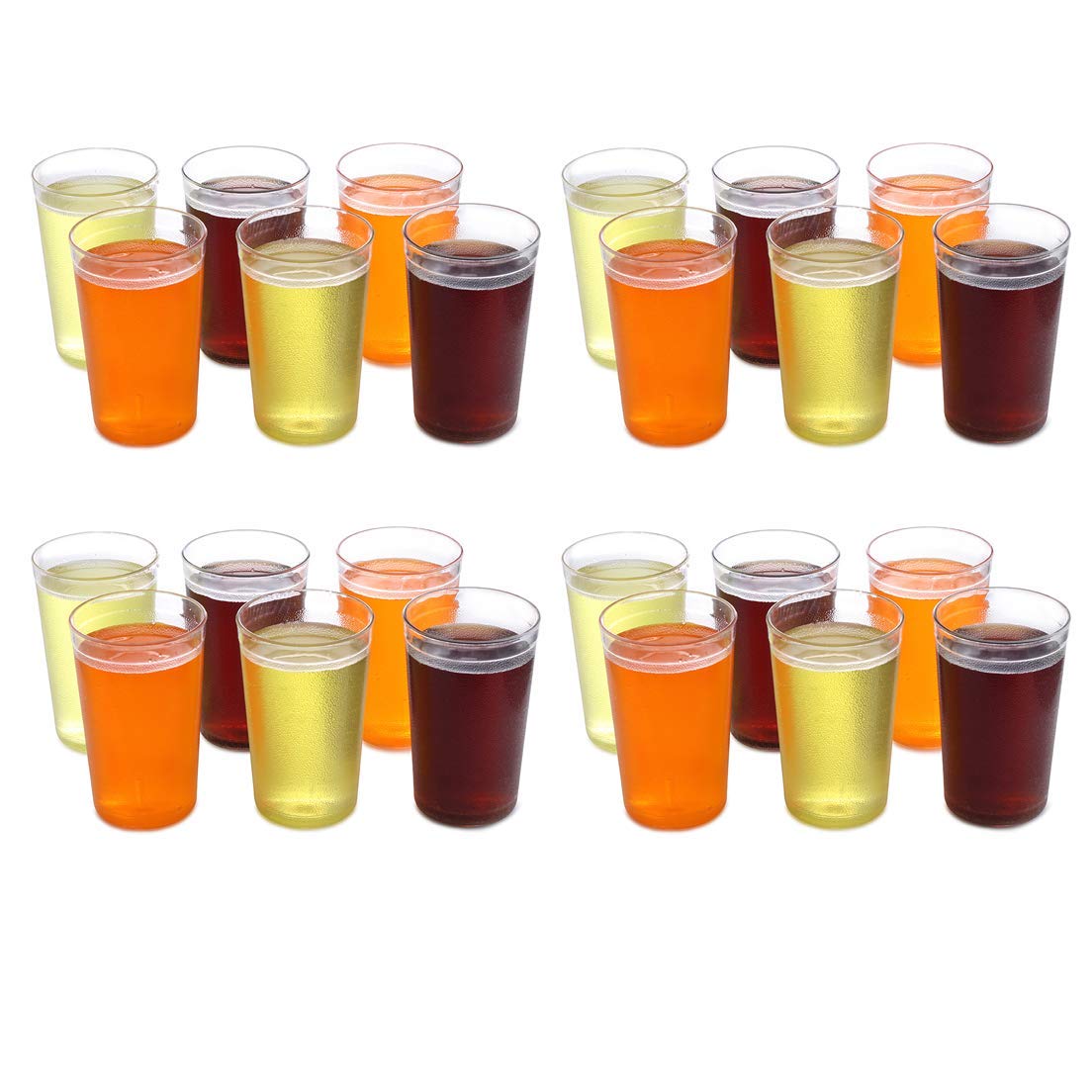 Juego de 12 vasos regulares de policarbonato para agua, zumo para mesa de comedor, hogar, cocina, fiesta, restaurante, 200 ml, transparente