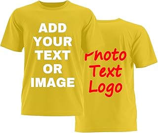 Custom Shirts for Men Women Personalized Tshirts Tee Design Your Own T-Shirt Print Customize Picture Logo Text Team Gift Front Back 5XL Yellow