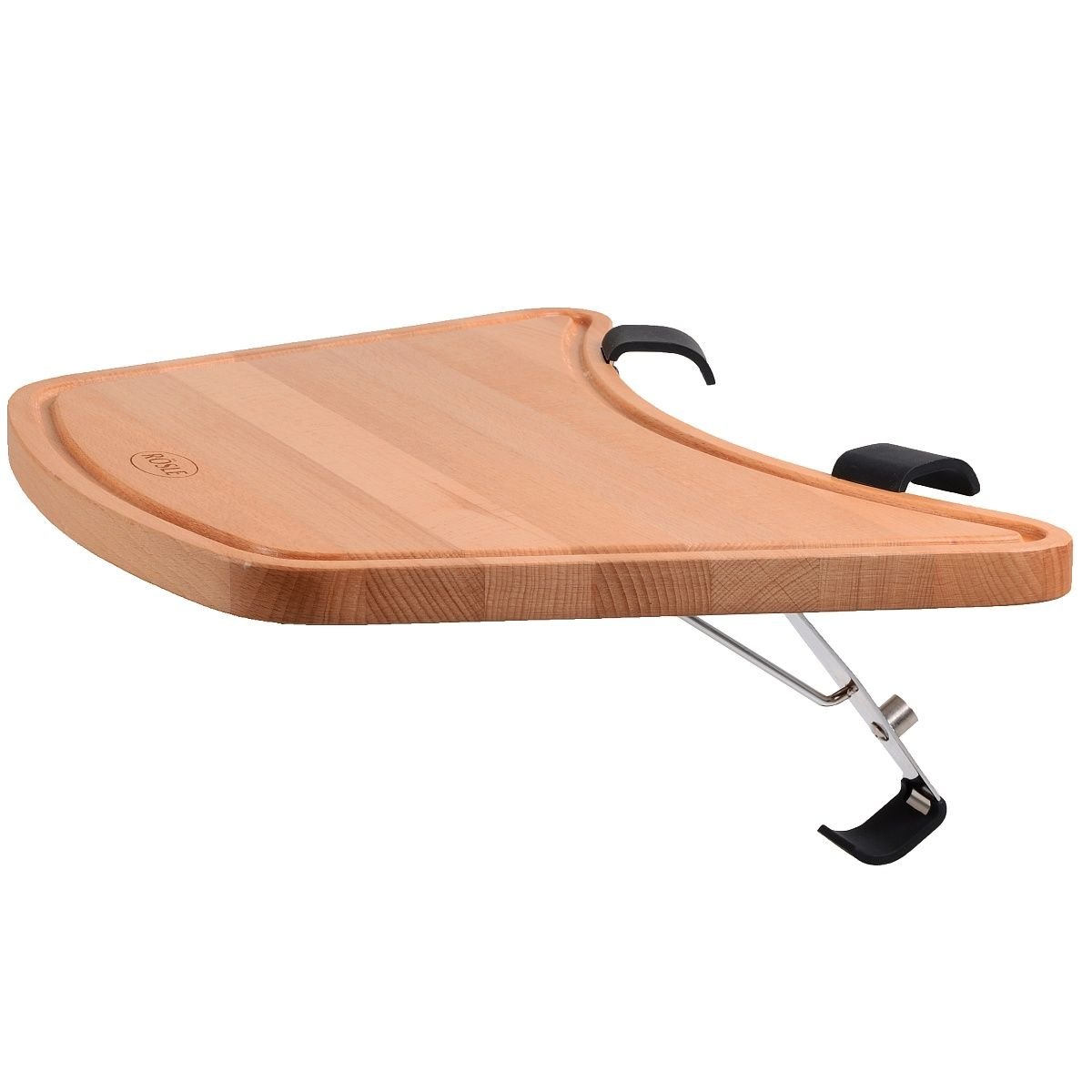 RÖSLE Ablagetisch Kugelgrill, Hochwertiger Buchenholztisch mit Saftrille zum Anhängen an den RÖSLE Kohlegrill No.1 F50 AIR/F60 AIR/G60 Braun