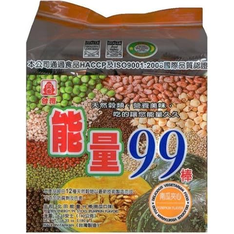 能量99 All natural Pei Tien Energy 99 rice cake roll 6.35oz (Pumkin Flavor, 4 Packs) Cover