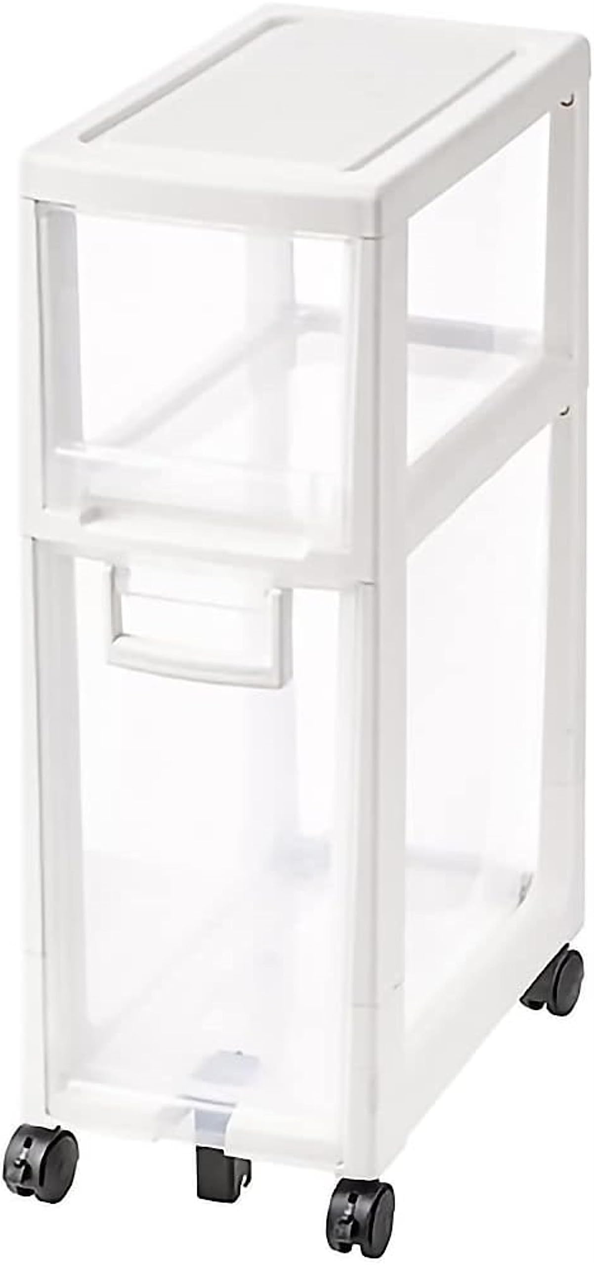 AYCDL Compact Dark Brown Bathroom Cabinet with 2-4 Stackable Drawers Space-Saving Storage Solution for Small Spaces Stylish and Functional nizer.,White-2 Tier