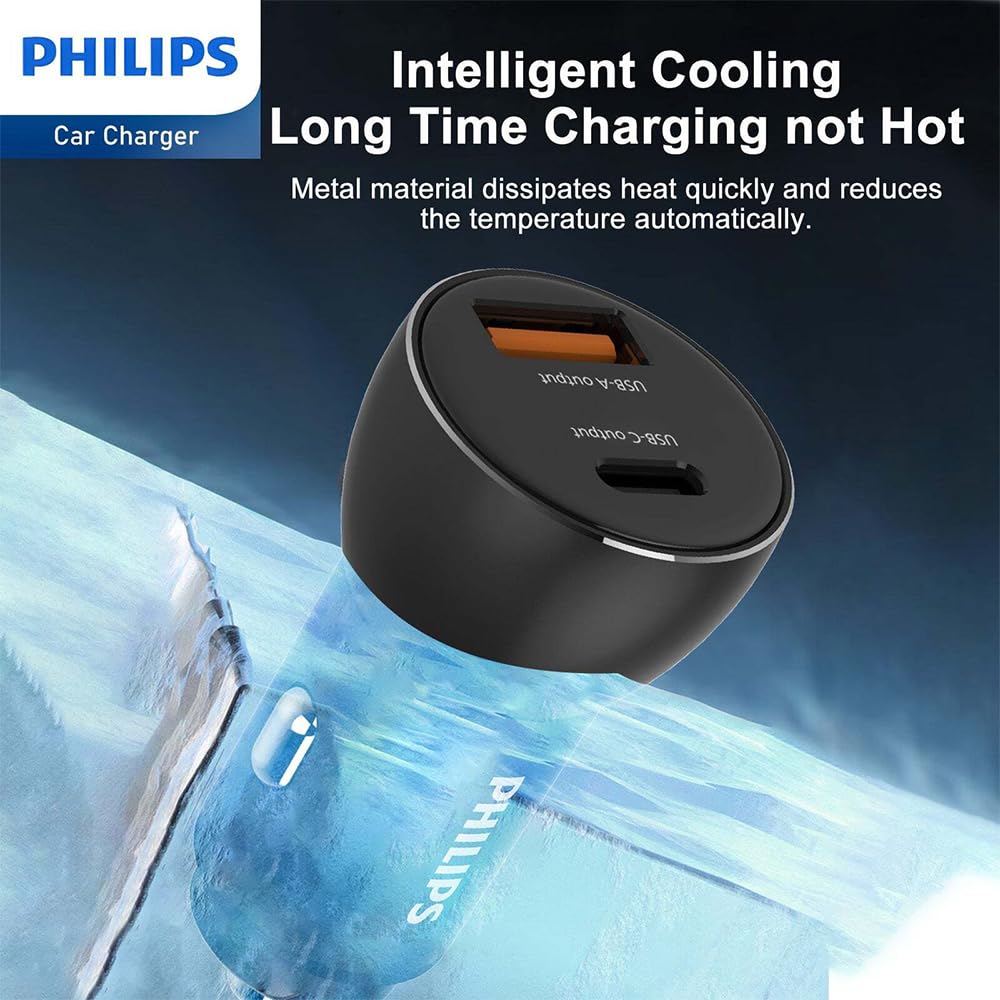 Philips DLP2521C/00 - Cargador de Coche, Color Negro