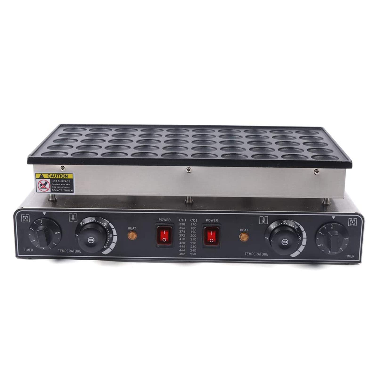 Pancake Maker a 50 fori, macchina per waffle elettrica antiaderente a riscaldamento rapido da 1700 W con timer, macchina per pancake olandese commerciale con manopola di controllo della temperatura