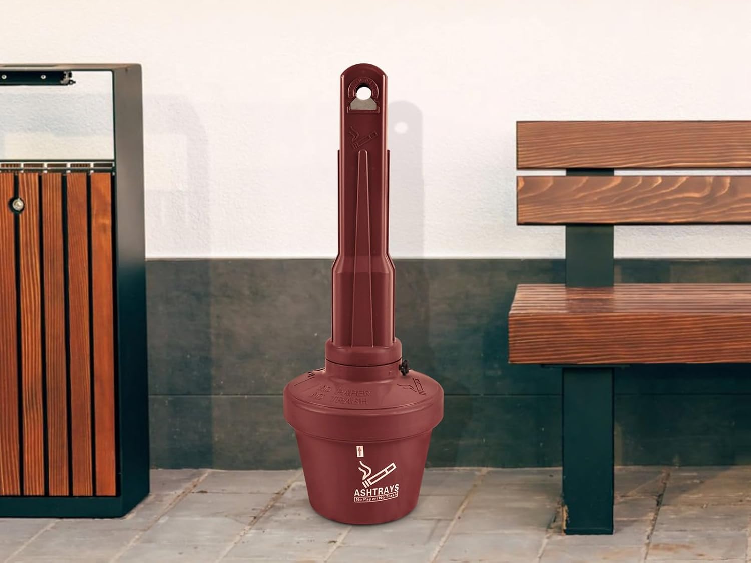 Standing Cigarette Butt Receptacle, Outdoor Ashtray Can with Flame-Retardant Polyethylene Housing, Safe Cigarette Butt Disposal for Home Décor, Public Building (4Gal-4Pack-Coffee)