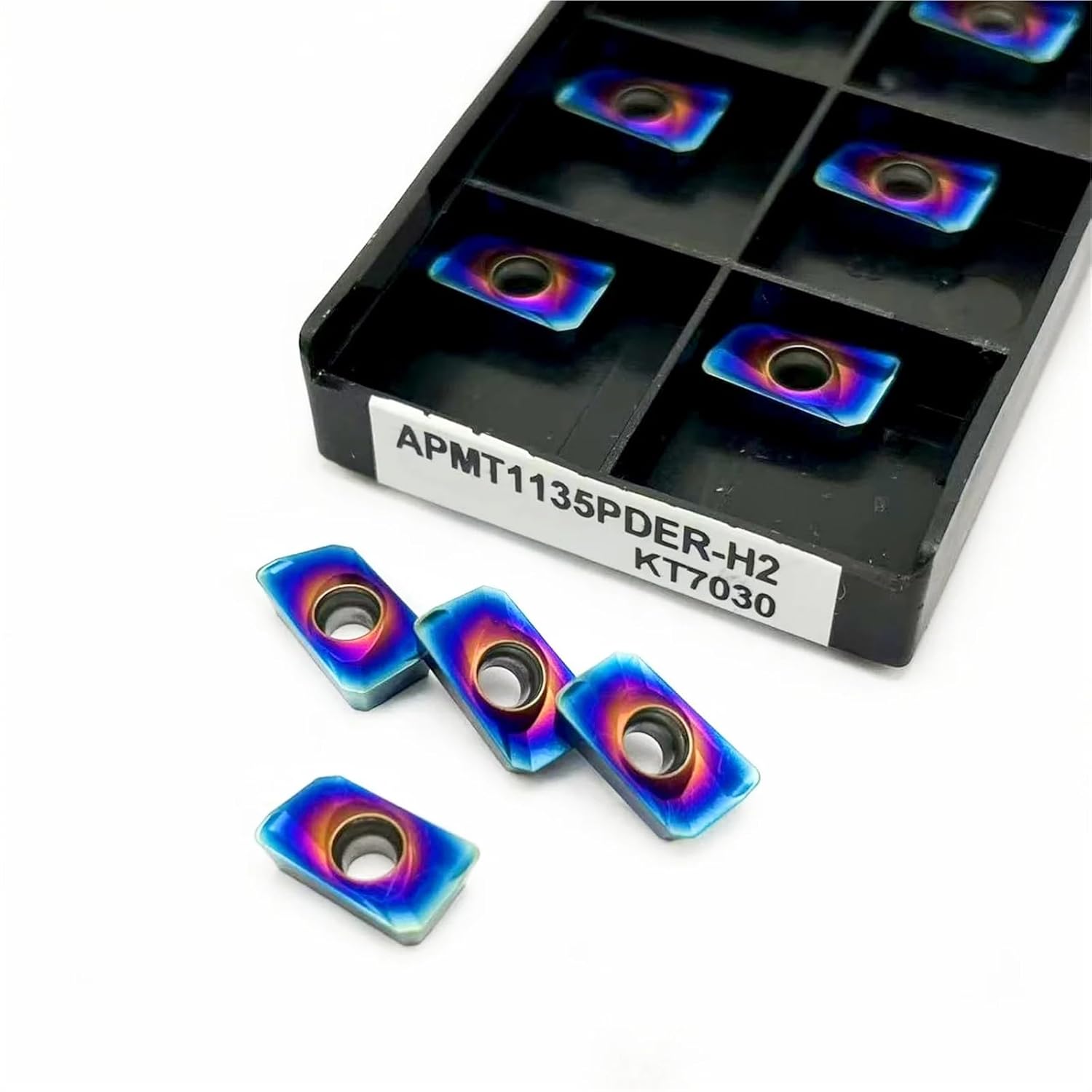 10pcs APMT1135-H2 M2 KT7030 Carbide Turning Inserts, CNC Lathe Replacement Inserts Cutting Milling Tools for Steel Processing(APMT1135-M2 KT7030)