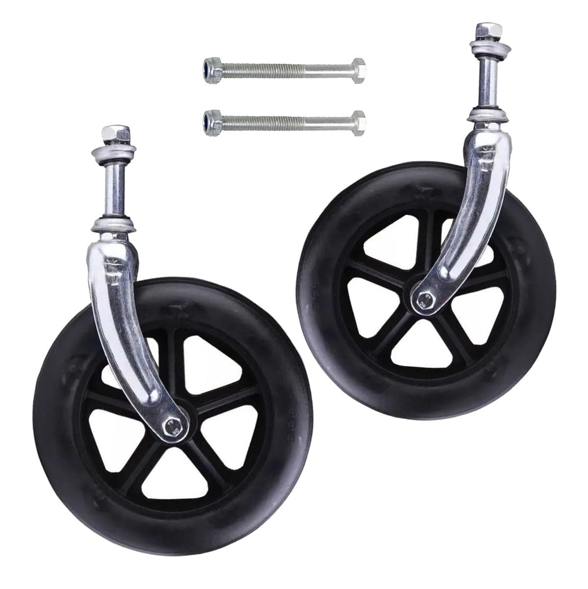 Ruedas Delanteras de Recambio Silla de Ruedas, Rueda de Repuesto for Silla de Ruedas con Horquilla Delantera, Multicolor, 6-8 Pulgadas, 2 Unidades(Black,8"(190mm))