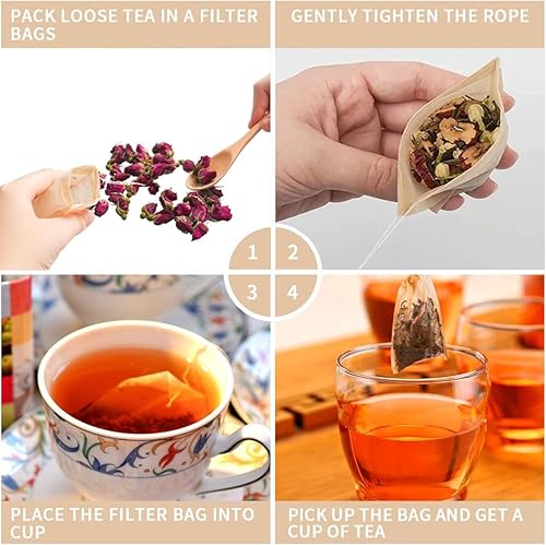 Miniatura 3 de Bolsas de filtro de té con cuchara de té gratis, material seguro y natural, infusor de té desechable para té de hojas sueltas, café, especias,