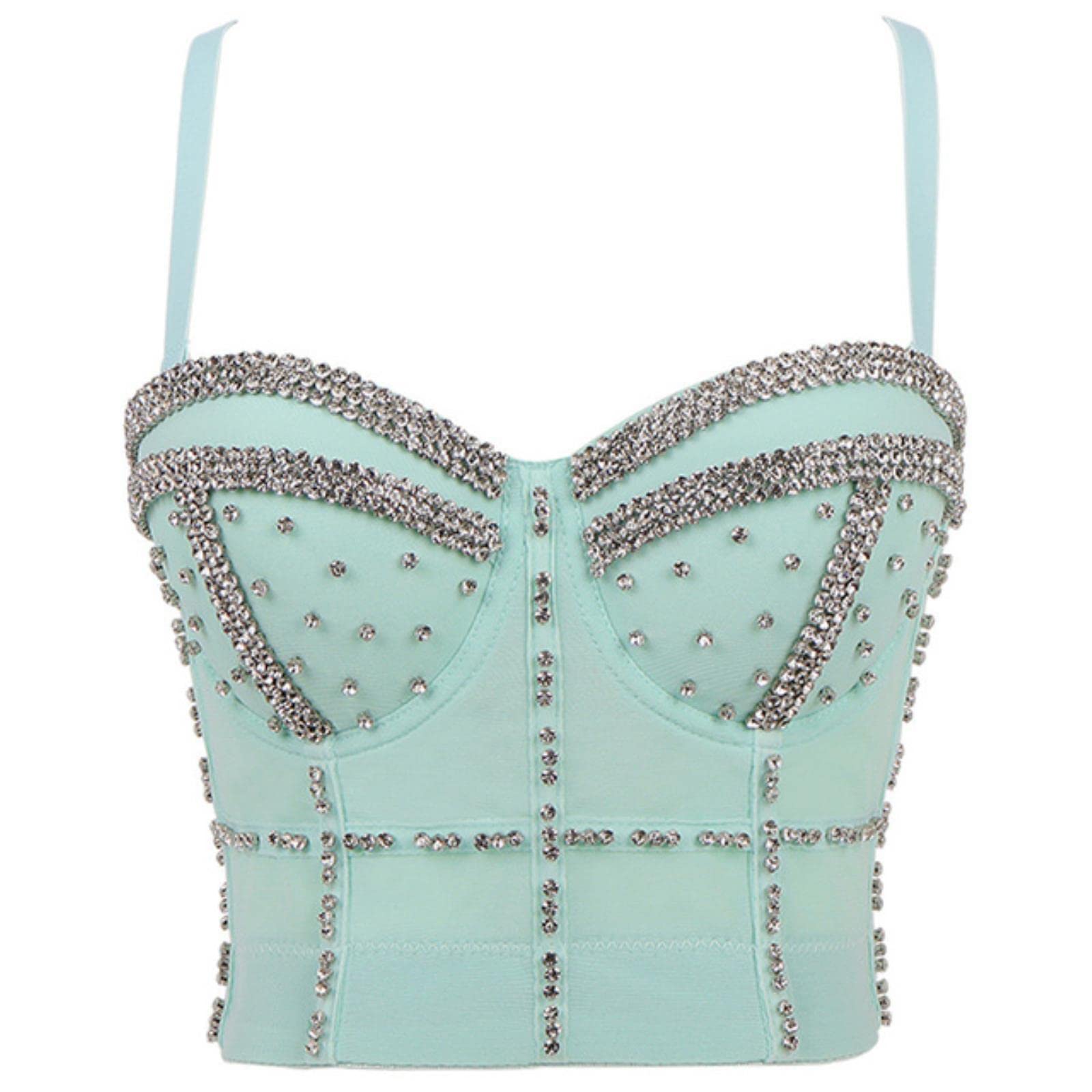 Fashion Women Tank Top Cropped Shirt Women Clothes Bra y2k Corsé Ladies Crop Tops Gothic Shaper-6-green, CN M-36