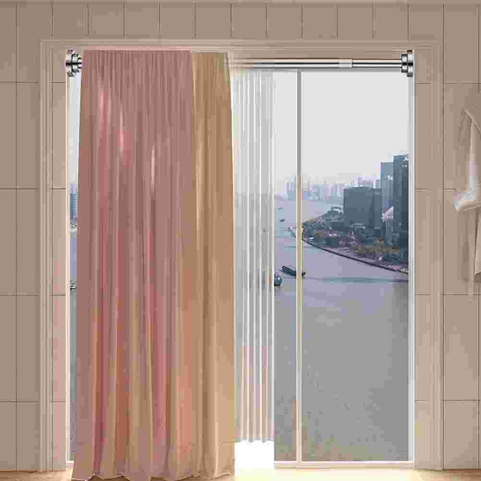 PunchFree Barra de ducha extensible: barra de ducha de acero inoxidable Retable 60 Tendedero de secado de ropa ajustable para baño, diseño SpaceSing