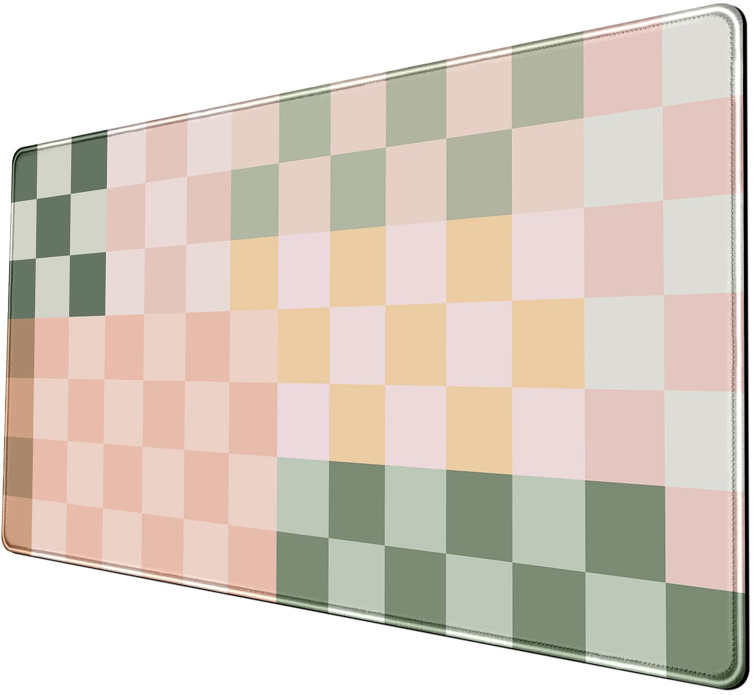Nasdalgias Checkered Desk Mat Cute Pink Pastel XXL Large Mouse Pad Aesthetic Boho Desk Pad with Stitched Edges, Office Decor Keyboard Pad Mouse Mat for Computer