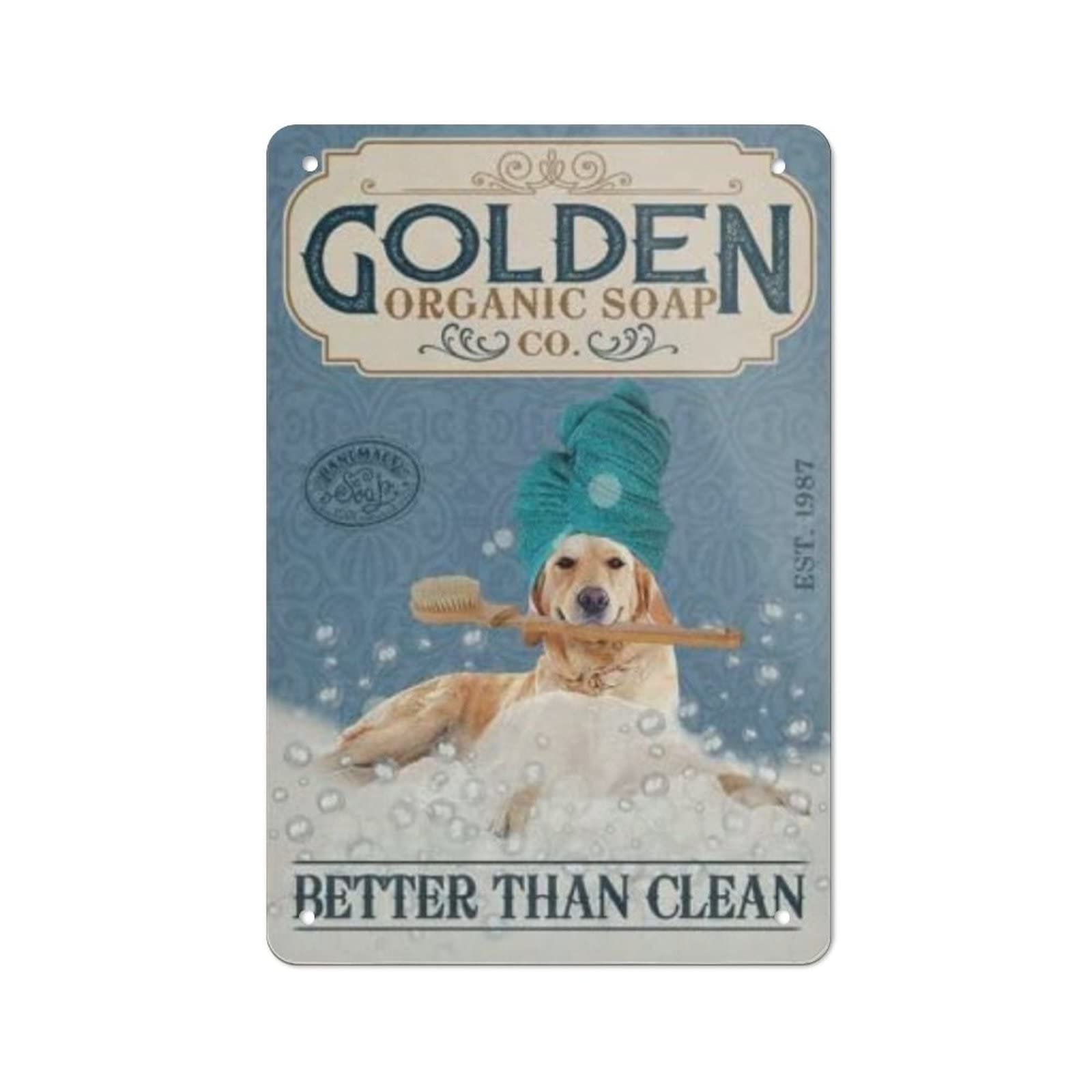 AOOEDM Golden Retriever Dog Organic Vintage Tin Sign Metal Tin Signs for Man Cave Funny Art Wall Plaque Kitchen Bar Pub Coffee Shop Wall Decor