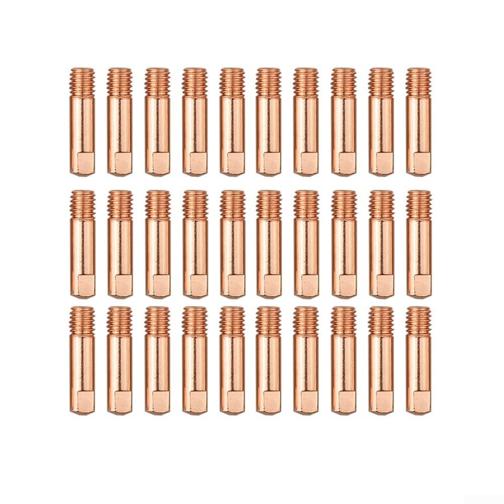 Set di 40 punte per saldatura in rame per saldatrici MIG MAG 15AK con ugelli da 0,8 mm, 0,9 mm, 1,0 mm, filettatura M6, lunghezza 25 mm, diametro 6 mm