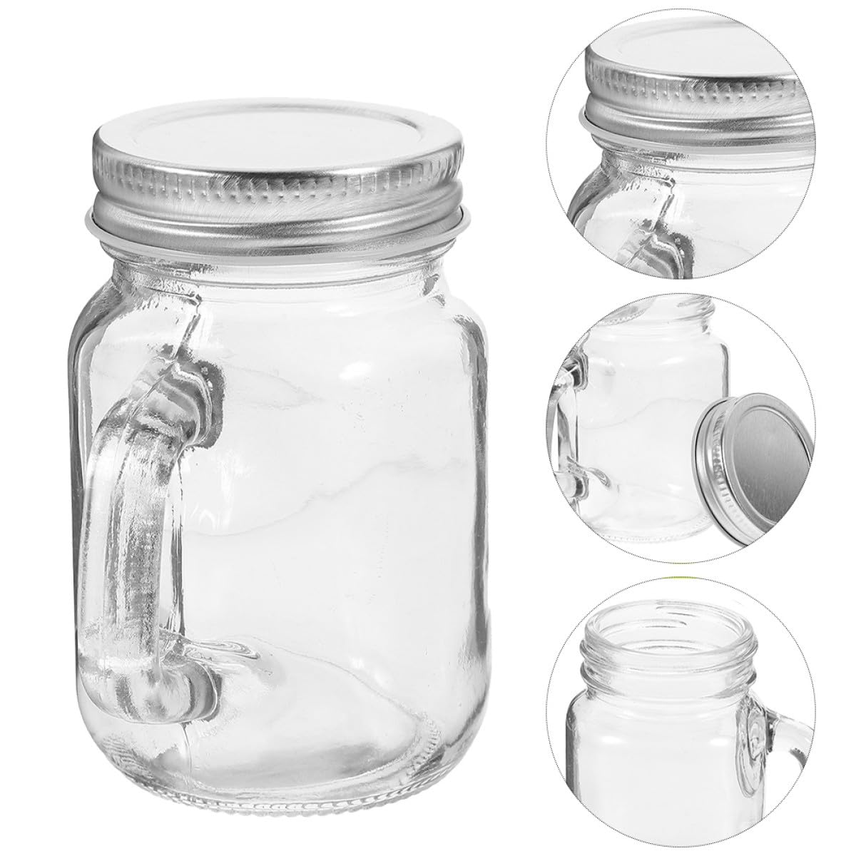 GALPADA Kleiner Mason Gläser Tragbar und Dicht Abgeschlossen aus Glas 6 Stück mit Henkel und Luftdichtem Deckel für Outdoor Aktivitäten und Reisen